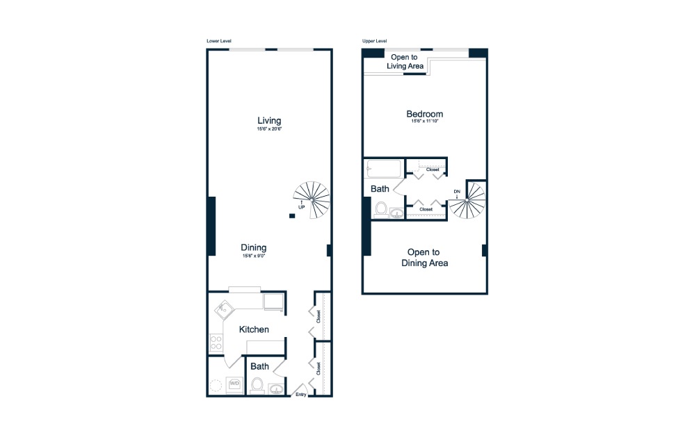 AL4 - 1 bedroom floorplan layout with 1.5 bath and 1015 square feet.
